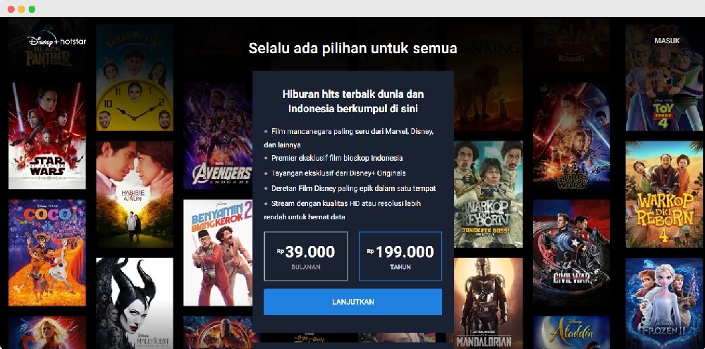 harga paket berlangganan disney plus hotstar