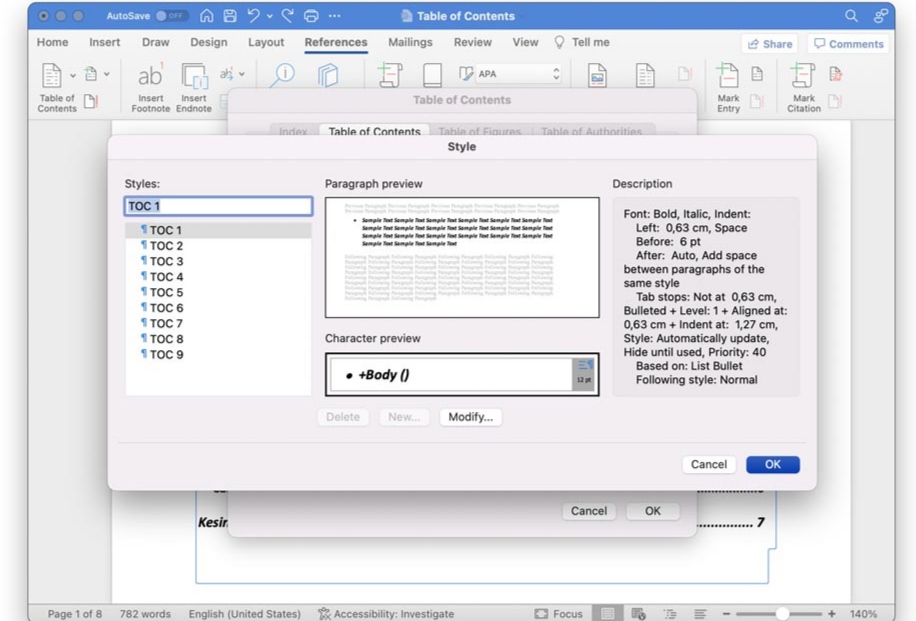 Cara membuat daftar isi otomatis di word 2013