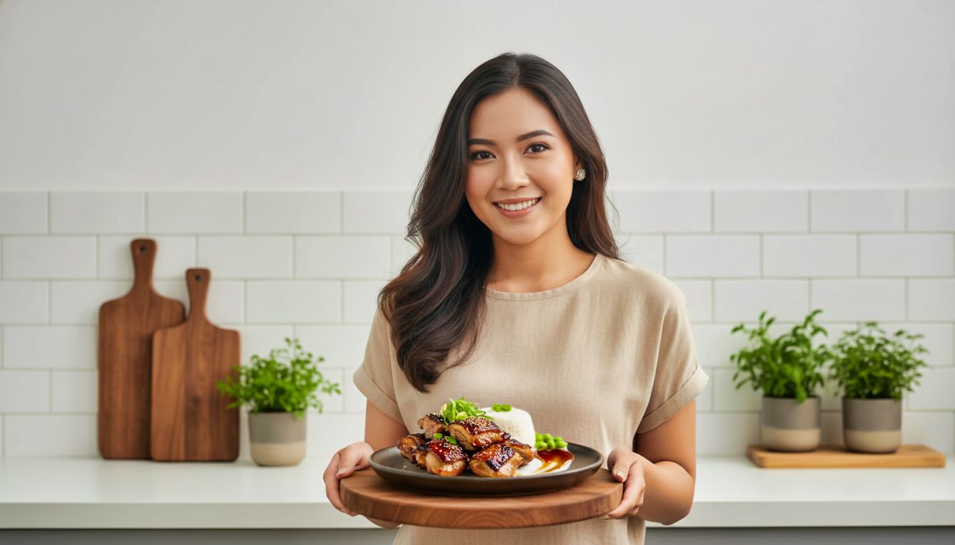 Kannaya Nareswari memasak Chicken Teriyaki