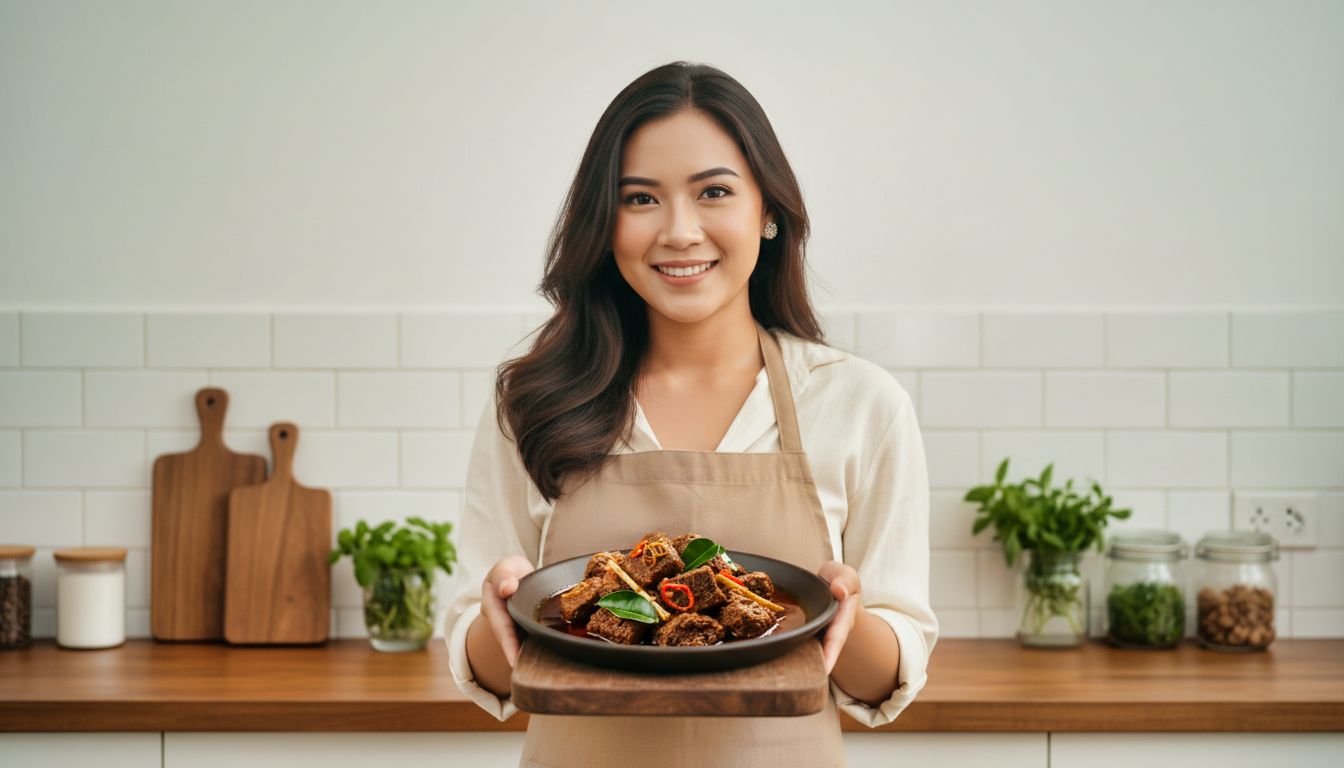 Kannaya Nareswari memasak Rendang Daging Sapi