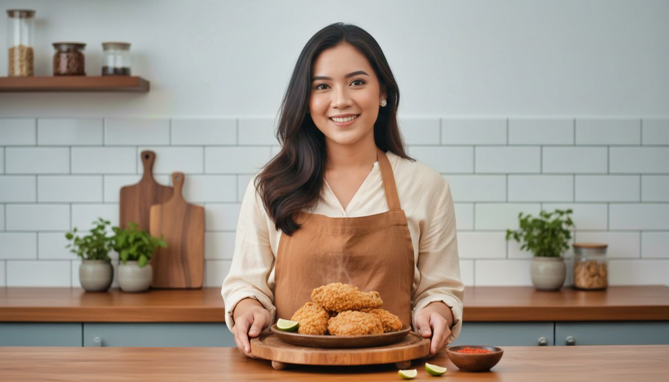 Kannaya Nareswari memasak ayam goreng tepung