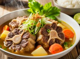 Resep Sop Buntut Sapi yang Gampang, Dijamin Empuk dan Enak! sop buntut sapi kaya rasa dengan sayuran segar dan rempah, menyajikan kelezatan kuliner Indonesia yang menggugah selera.