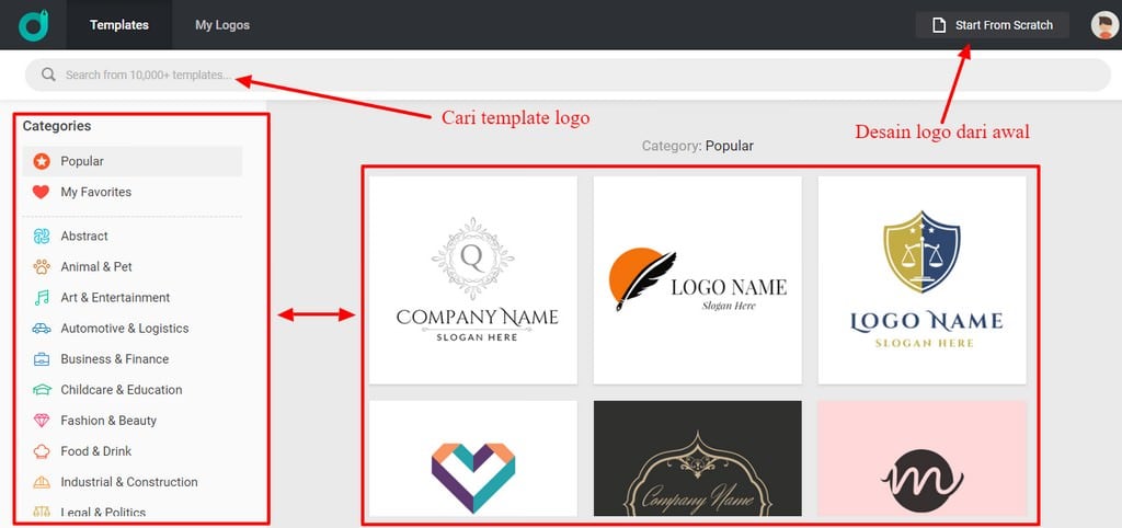 Aplikasi Pembuat Logo terbaik designevo