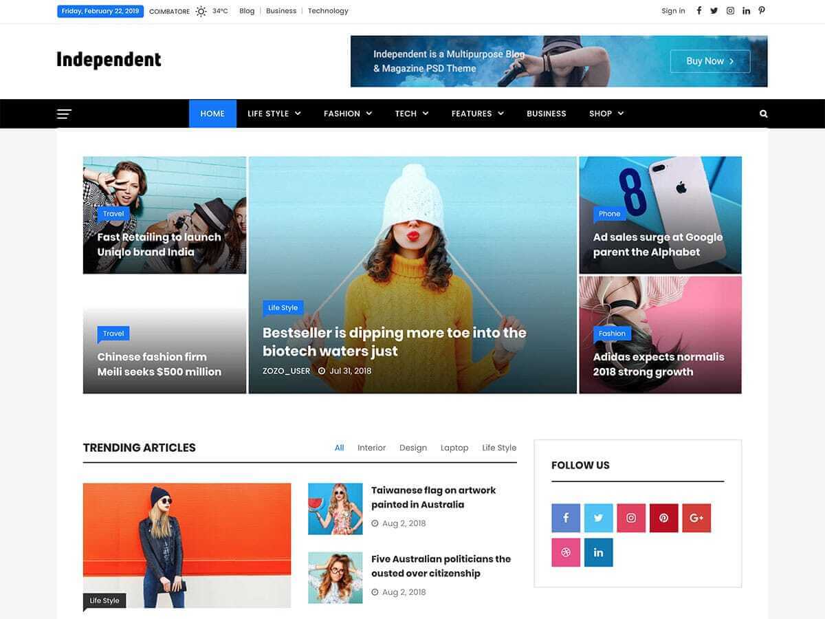 Independent - Multipurpose Blog & Magazine Theme