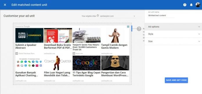 cara menggunakan Matched Content Google Adsense - 3