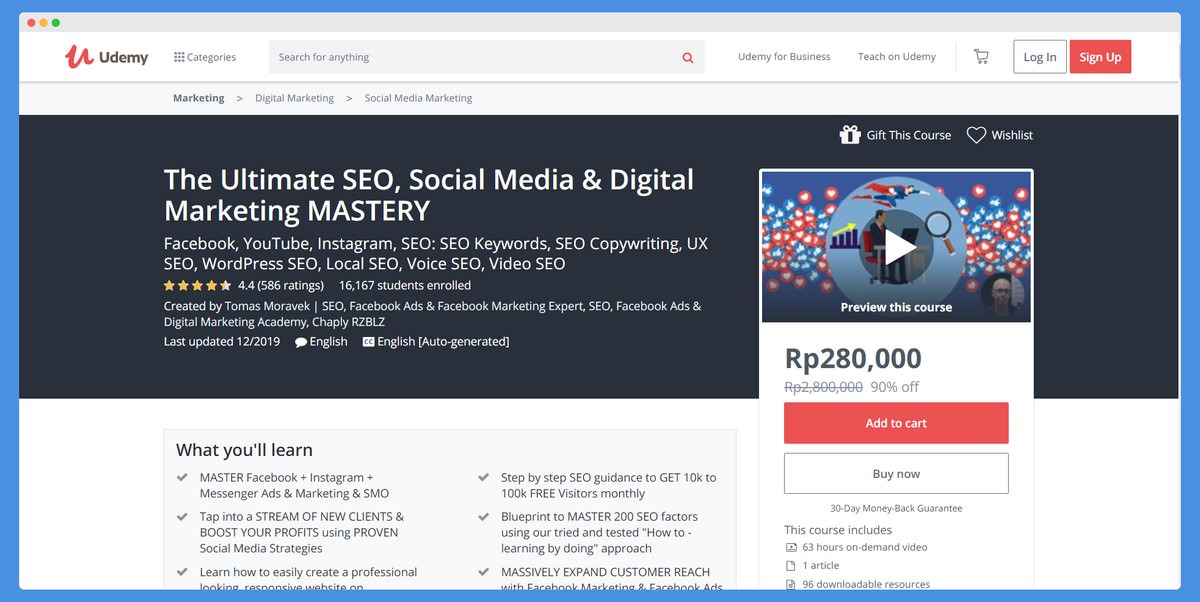The Ultimate SEO, Social Media & Digital Marketing MASTERY - kursus online terbaik untuk belajar SEO