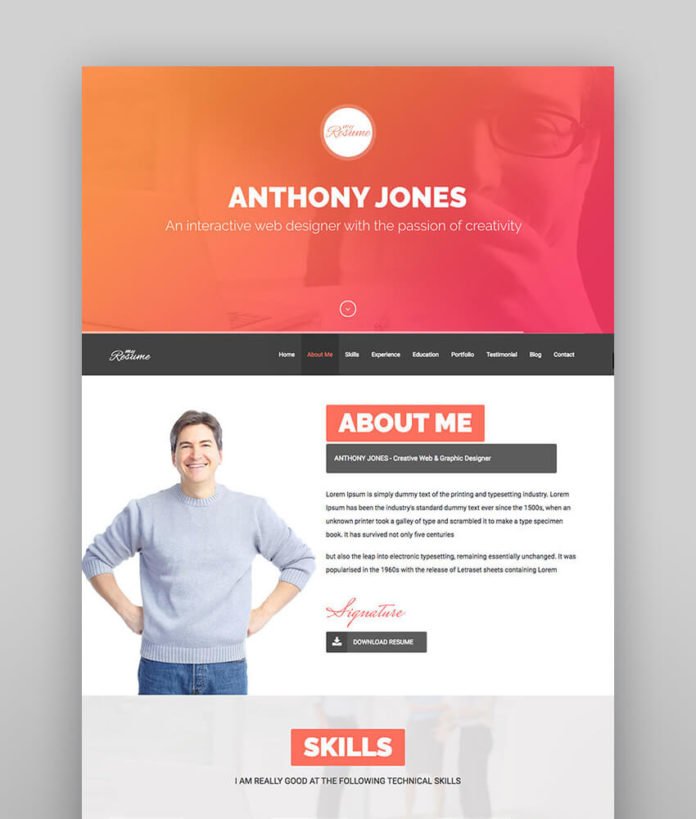 Theme WordPress Terbaik untuk Resume dan Portofolio Online - resumex