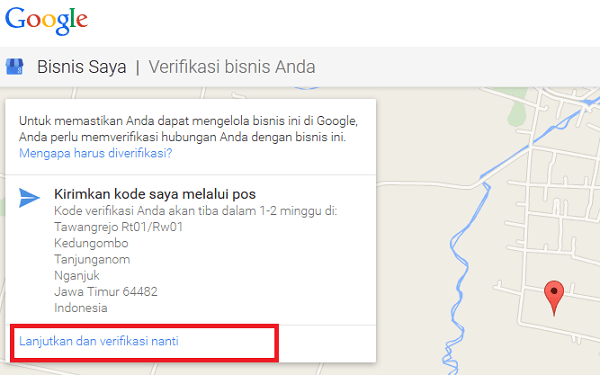 cara mendaftarkan bisnis di google my business - verifikasi pin