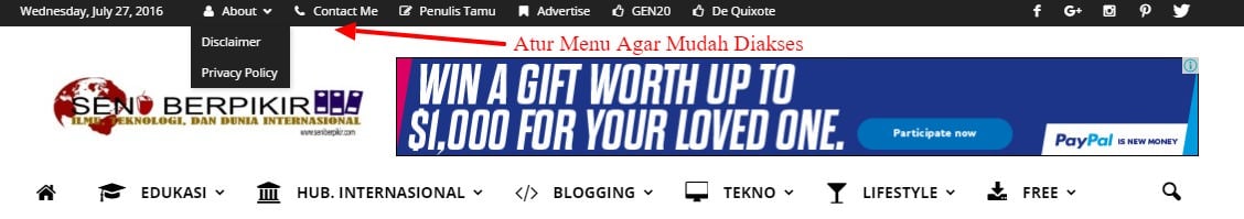 mendaftar Google Adsense - atur tata letak menu