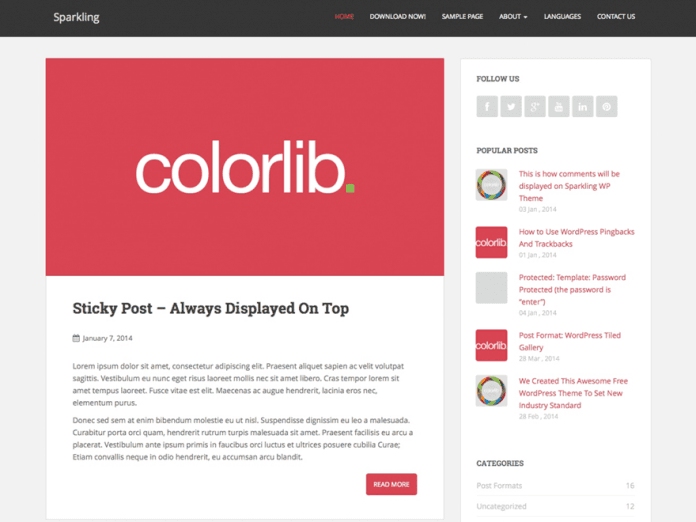 sparkling - theme wordpress terbaik untuk personal blogger