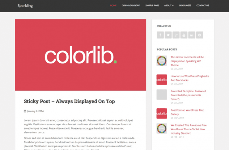 sparkling - theme wordpress terbaik untuk personal blogger