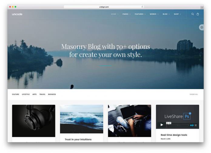 uncode - theme wordpress terbaik untuk personal blogger