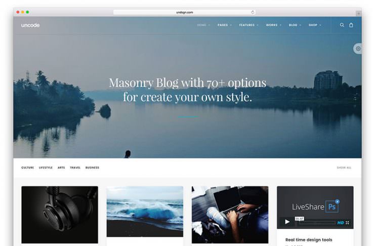 uncode - theme wordpress terbaik untuk personal blogger