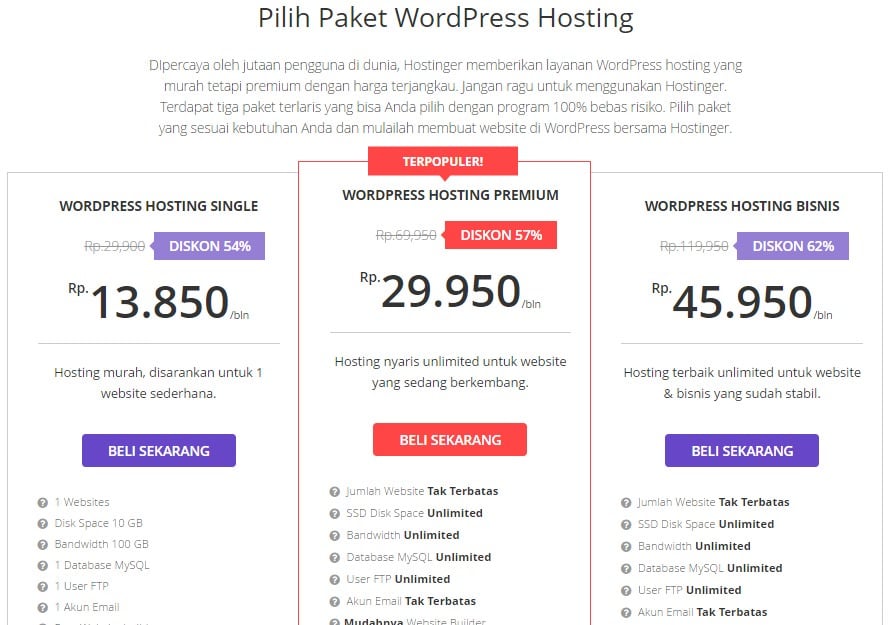 web hosting indonesia - penyedia hosting terbaik - review hostinger - domain murah - 4
